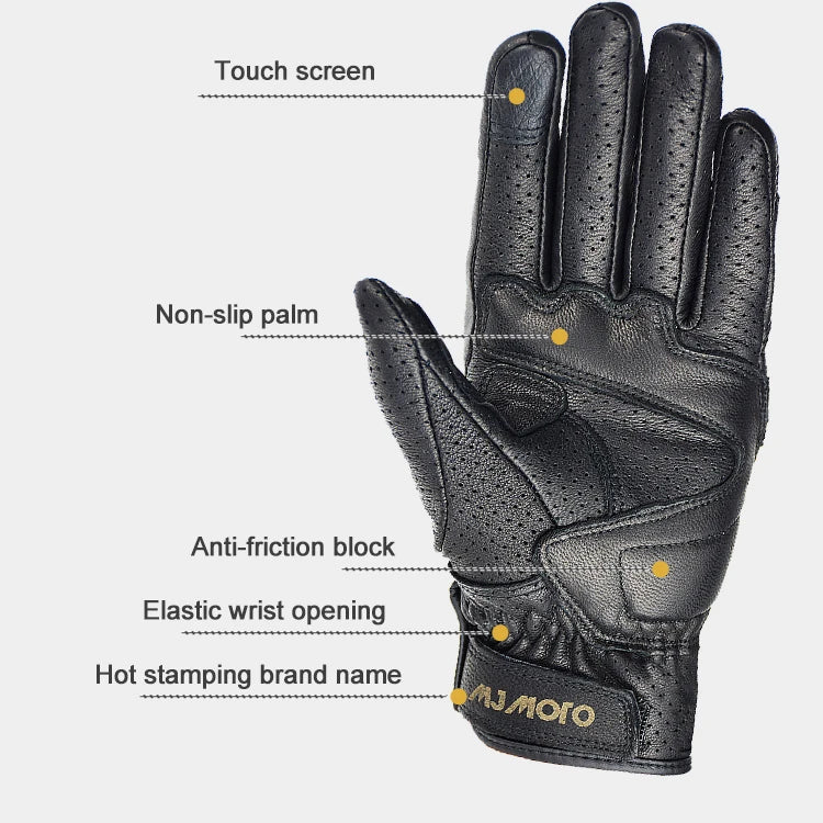 Men Retro Genuine Leather Motorcycle Gloves Summer Breathable Motorbike Motocross Gloves Moto Equipment Accessories Guantes