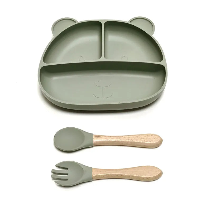 Gel dinner plate children eating tableware adsorption on the desktop fruit plate silicone supplement plate
