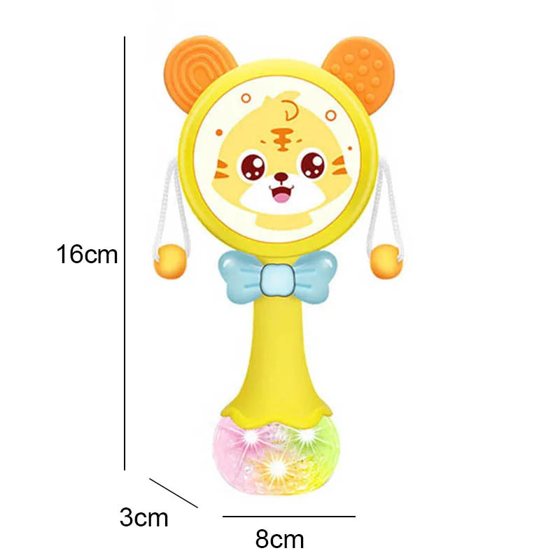 QWZ Musical Flashing Baby Rattles Teether Rattle Toy Hand Bells Rabbit Hand Bells Newborn Infant Early Educational Toys 0-12M