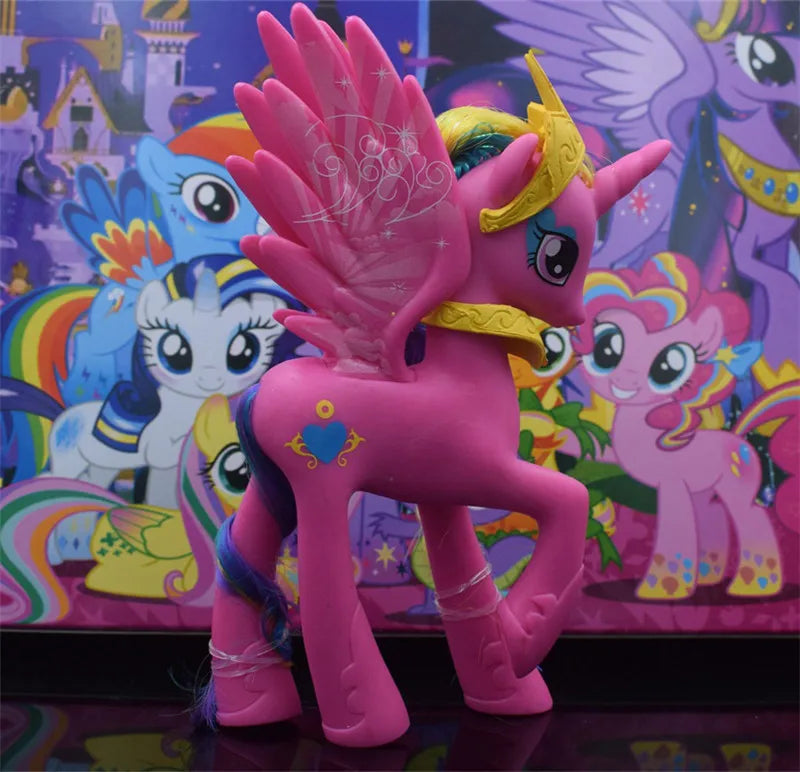 Rainbow Horse Model Doll Toy Rainbow Sprint Unicorn 14CM Unicorn Mini Horse Ornaments Cartoon Animal Princess For Girl Gift