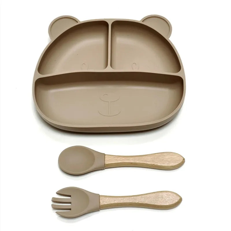 Gel dinner plate children eating tableware adsorption on the desktop fruit plate silicone supplement plate