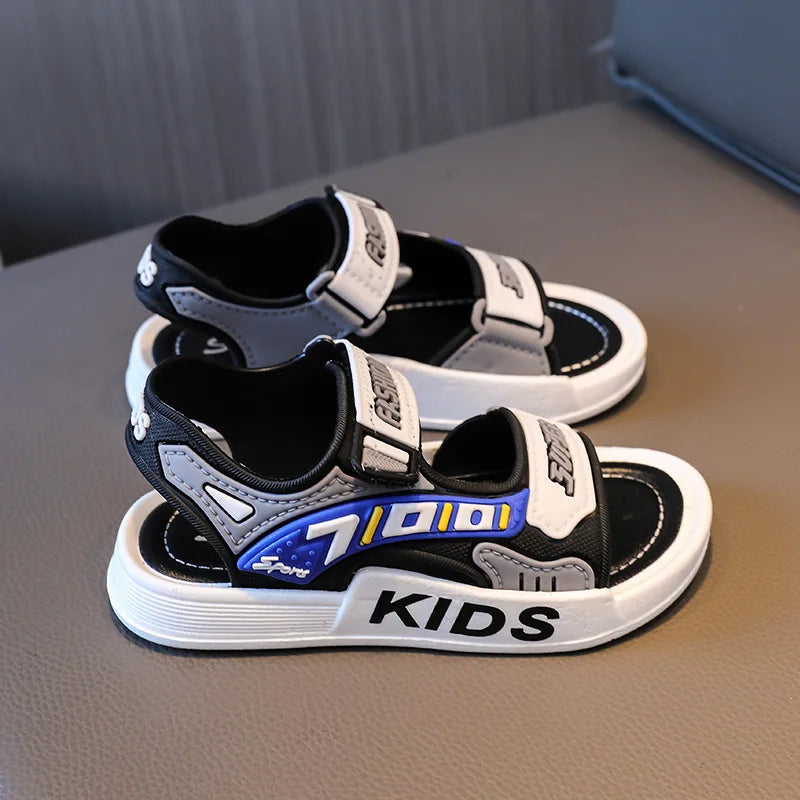 2025 New Arrival Kids' Sandals - Korean Style Super Cute Cartoon Soft-Sole Outdoor Anti-Slip Sandals with Velcro for Boys