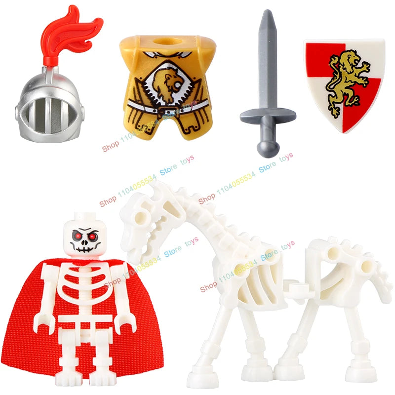 AX9815 AX9816 Medieval Knight Skeleton Knight Shield Spear Armor Building Block bricks Weapons Accessories Puzzle Toys