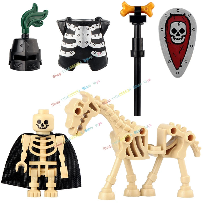 AX9815 AX9816 Medieval Knight Skeleton Knight Shield Spear Armor Building Block bricks Weapons Accessories Puzzle Toys