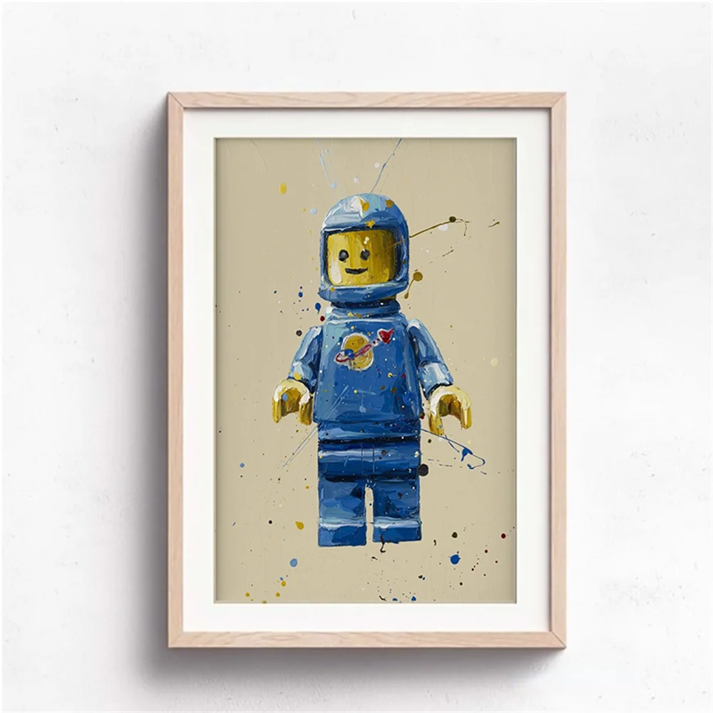 Abstract Funny Mona Lisa Legos Poster And Prints Cartoon Famous Painting Canvas Wall Art For Living Kids Room Home Decoration