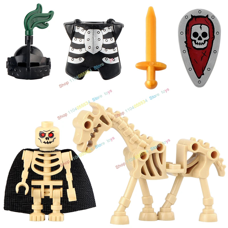 AX9815 AX9816 Medieval Knight Skeleton Knight Shield Spear Armor Building Block bricks Weapons Accessories Puzzle Toys