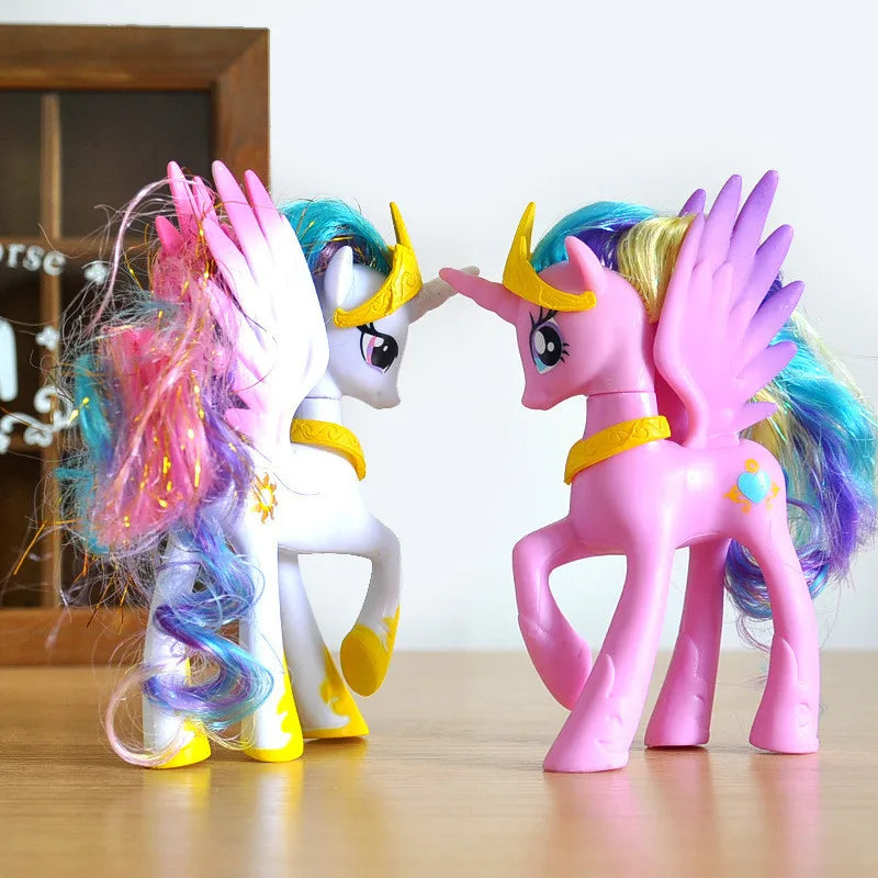 Rainbow Horse Model Doll Toy Rainbow Sprint Unicorn 14CM Unicorn Mini Horse Ornaments Cartoon Animal Princess For Girl Gift