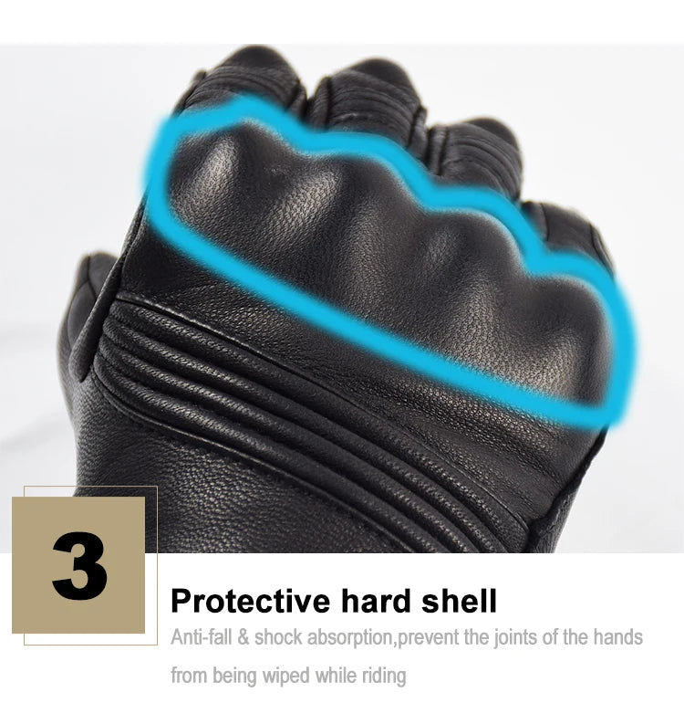 Men Retro Genuine Leather Motorcycle Gloves Summer Breathable Motorbike Motocross Gloves Moto Equipment Accessories Guantes