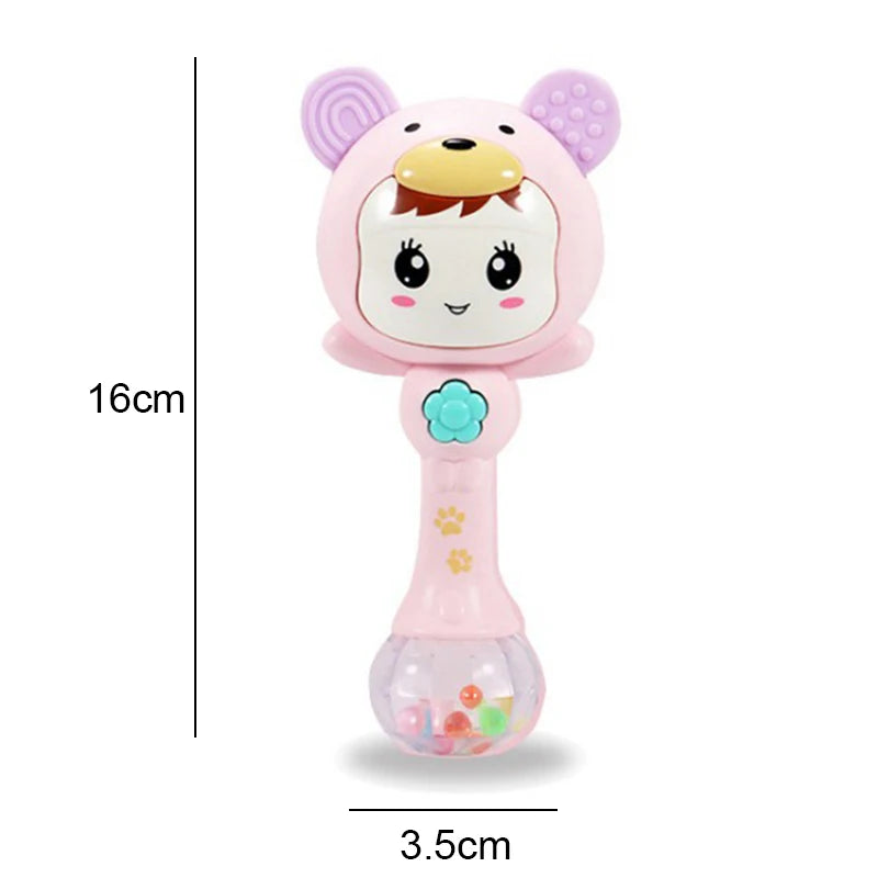 QWZ Musical Flashing Baby Rattles Teether Rattle Toy Hand Bells Rabbit Hand Bells Newborn Infant Early Educational Toys 0-12M