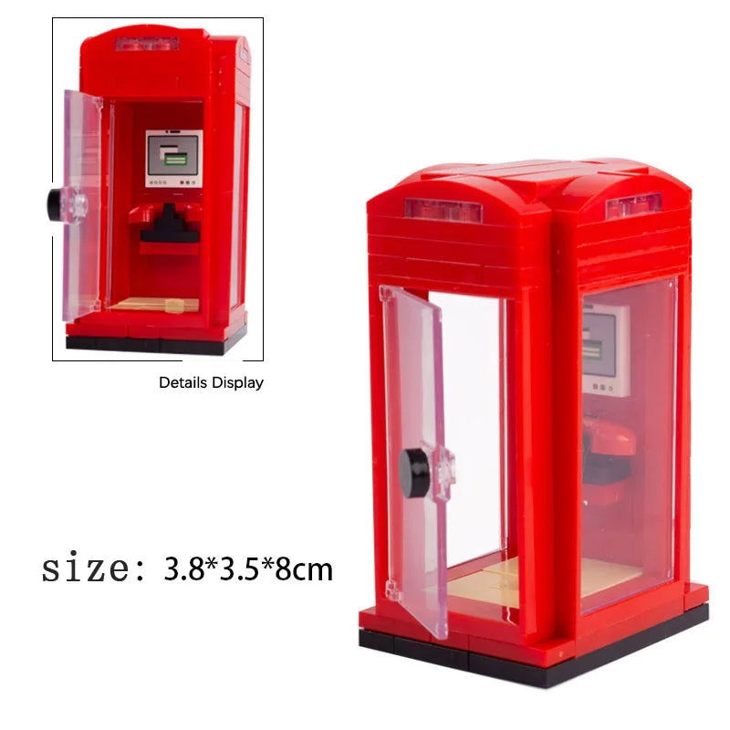 City Food Street View Vendor Hot dog Roadside Stand Building Blocks Ice Cream Newsstand Flower Shop Trash Can Toilet Bricks Toys