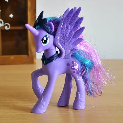 Rainbow Horse Model Doll Toy Rainbow Sprint Unicorn 14CM Unicorn Mini Horse Ornaments Cartoon Animal Princess For Girl Gift