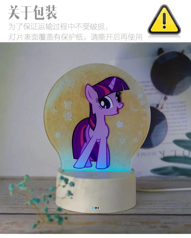 Hasbro My Little Pony Cartoon Pinkie Pie Twilight Sparkle Rainbow Dash Cartoon Anime Night Light Cute Children's Table Lamp Gift