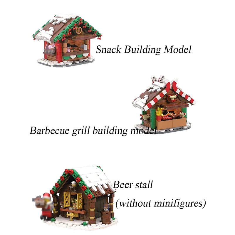 Christmas building blocks compatible with LEGOS Christmas grills and Brerie-as-snack shop building models Christmas winter gifts