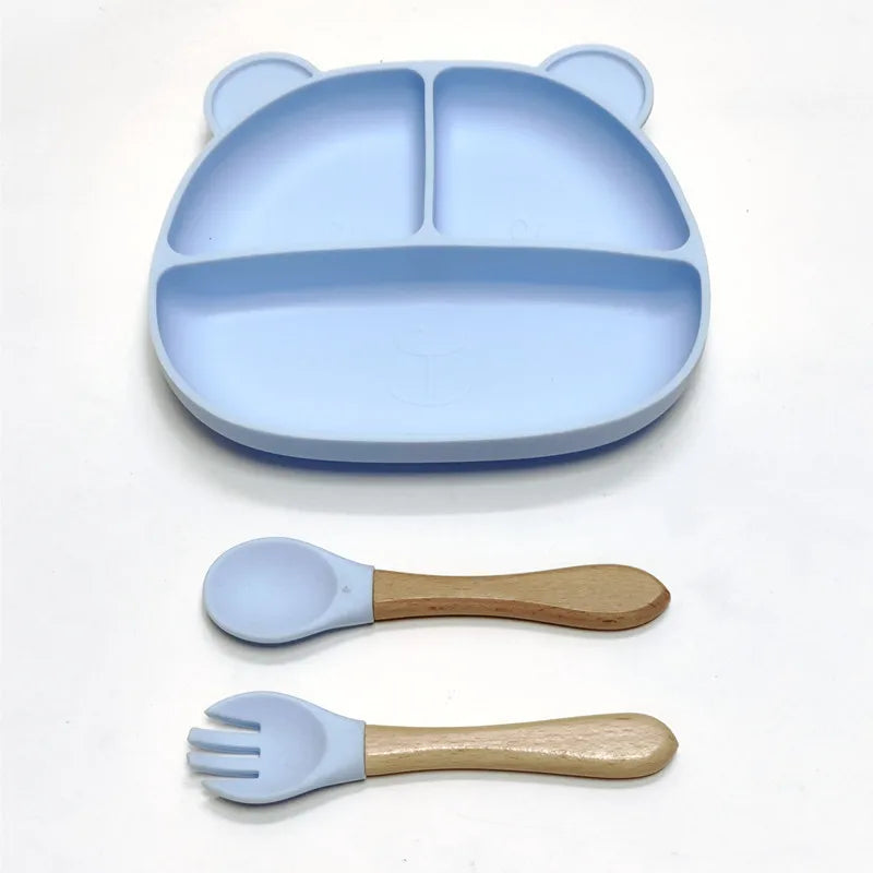 Gel dinner plate children eating tableware adsorption on the desktop fruit plate silicone supplement plate