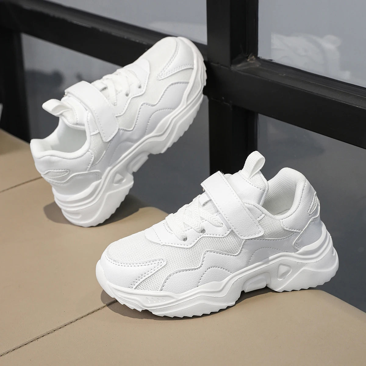 Children's Classic Casual Style Casual Sports Shoes, Light Wear-Resistant Breathable Plaid Running Shoes, Boys' Girls' Outdoor
