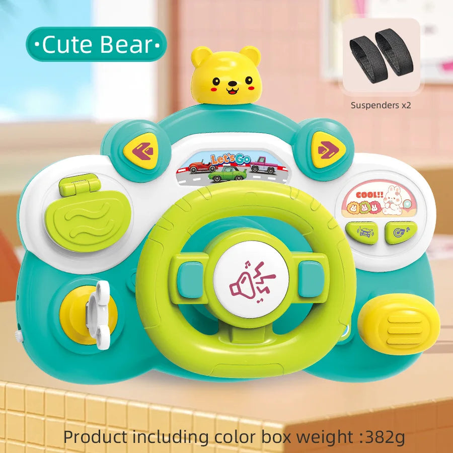Children's Simulation Steering Wheel Multifunctional Cartoon Toy Simulation Car Driving Music Baby Puzzle Early Education Gift