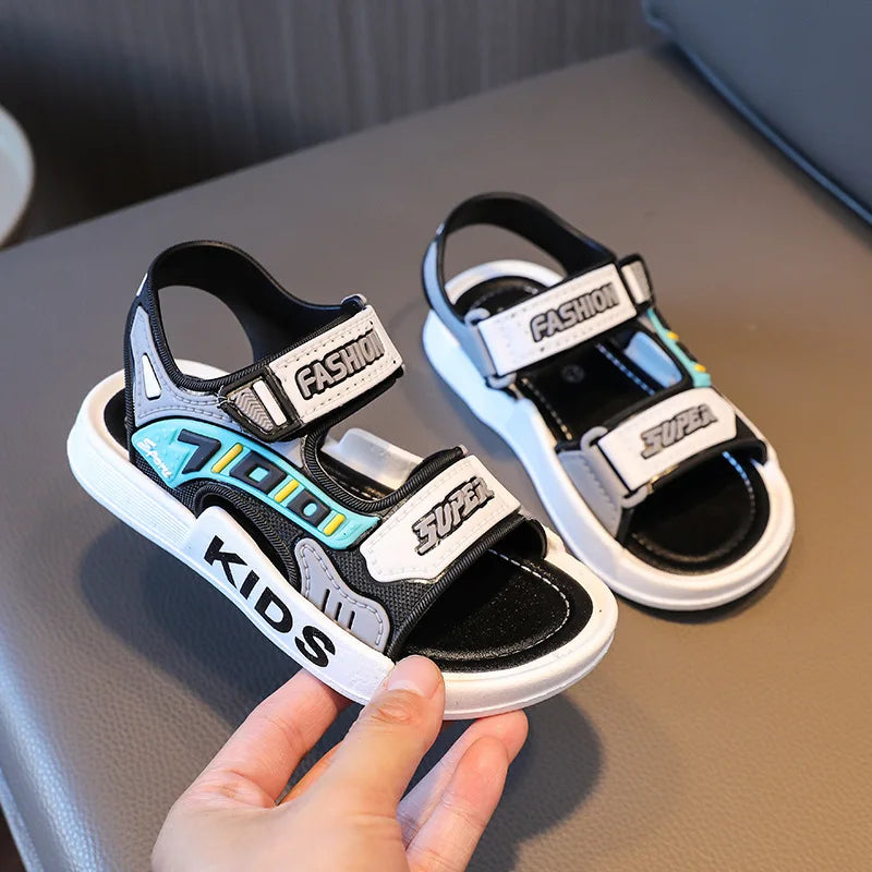 2025 New Arrival Kids' Sandals - Korean Style Super Cute Cartoon Soft-Sole Outdoor Anti-Slip Sandals with Velcro for Boys