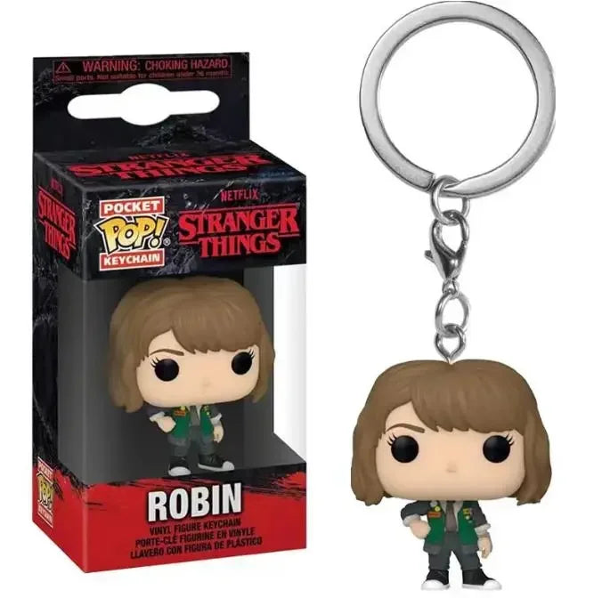 Funko Pop Pocket Pop Keychain Stranger Eleven Robin Barb Steve Dustin Key Ring Chain Model Toy Adults Children Gift Toys