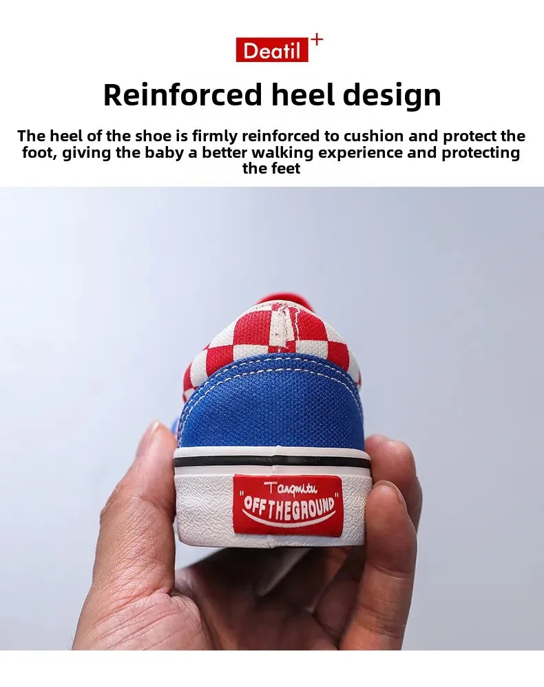 Children's Canva Shoes 2023 New Chessboard Pattern Baby Soft Sneakers High Aesthetic Value One-Step Walking Shoes Summer Casual