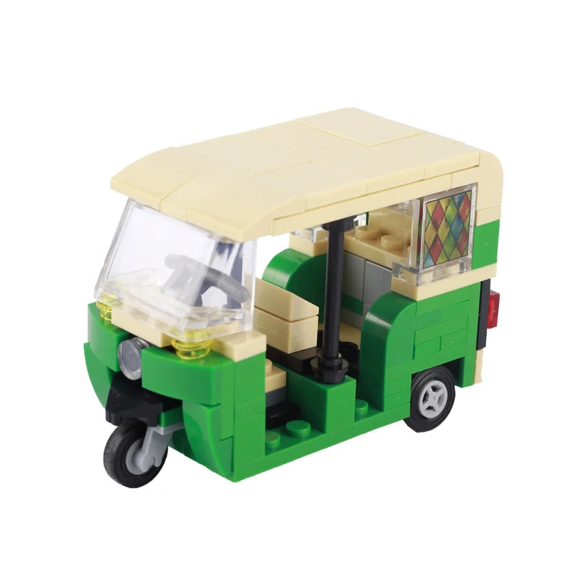 City Food Street View Vendor Hot dog Roadside Stand Building Blocks Ice Cream Newsstand Flower Shop Trash Can Toilet Bricks Toys