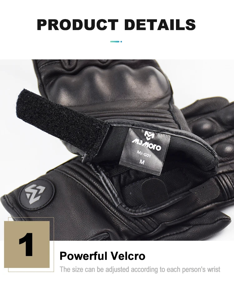 Men Retro Genuine Leather Motorcycle Gloves Summer Breathable Motorbike Motocross Gloves Moto Equipment Accessories Guantes