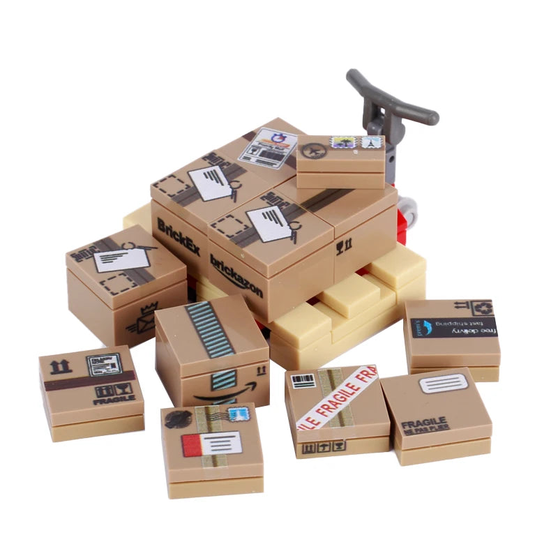 MOC City Steet View Pizza Cart Coffee Shop Newsstand Building Blocks Kit Toilet Park Flower Bed Pizzeria Trash Can Bricks Toys