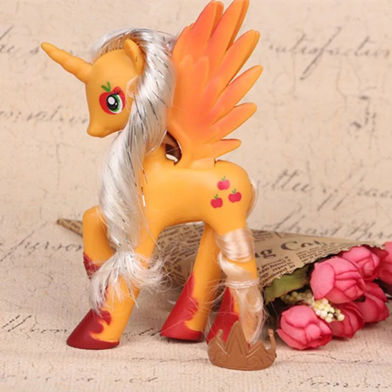 Rainbow Horse Model Doll Toy Rainbow Sprint Unicorn 14CM Unicorn Mini Horse Ornaments Cartoon Animal Princess For Girl Gift