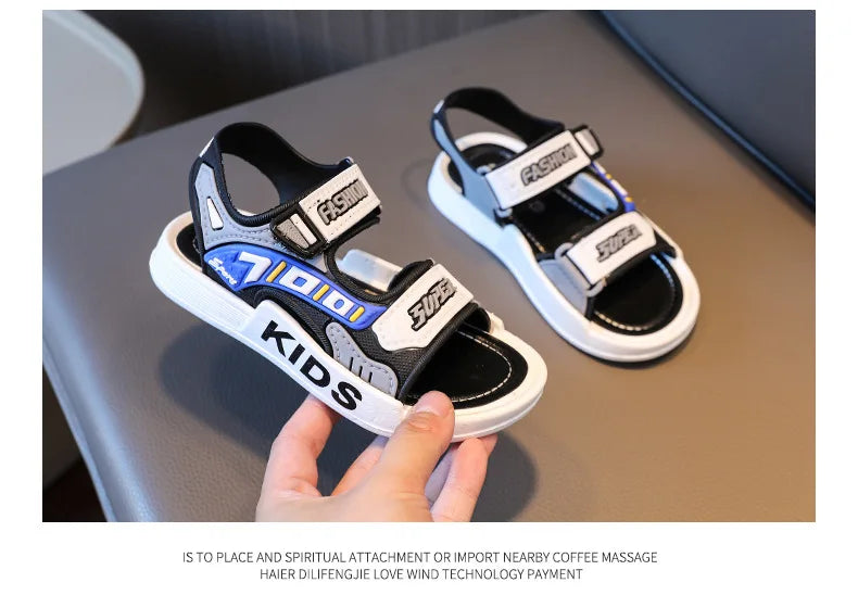 2025 New Arrival Kids' Sandals - Korean Style Super Cute Cartoon Soft-Sole Outdoor Anti-Slip Sandals with Velcro for Boys