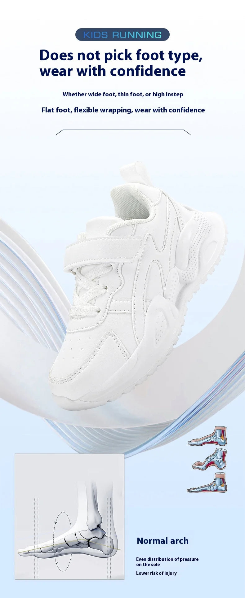 Children's school unisex white leather sneakers - non-slip,wear-resistant,youthful, versatile casual sports shoes