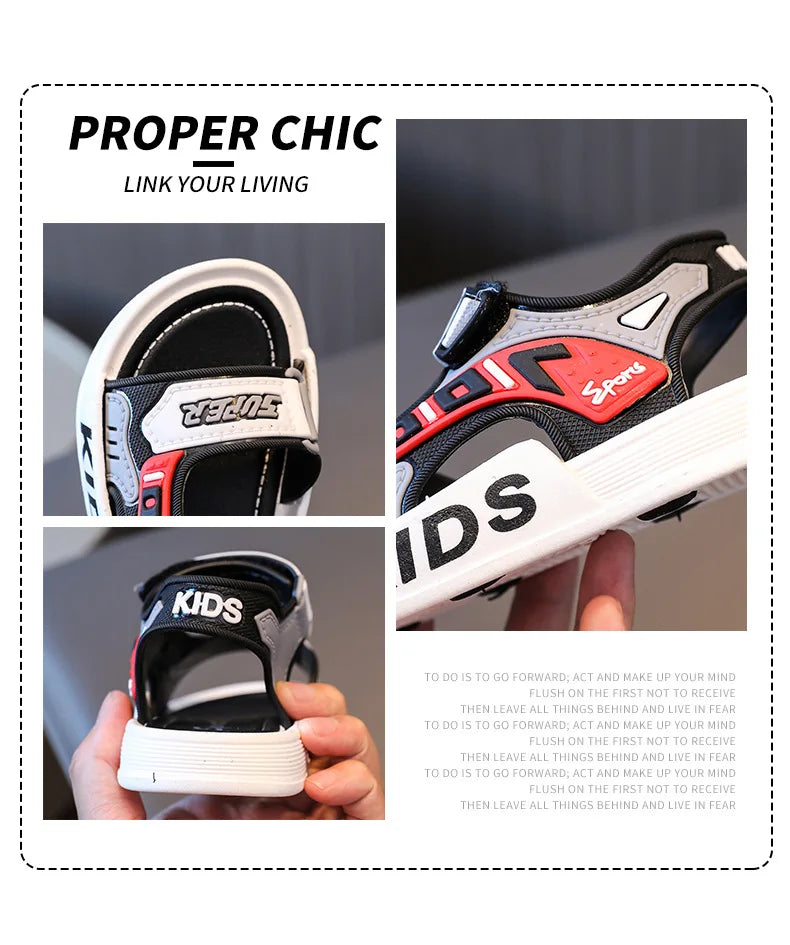 2025 New Arrival Kids' Sandals - Korean Style Super Cute Cartoon Soft-Sole Outdoor Anti-Slip Sandals with Velcro for Boys