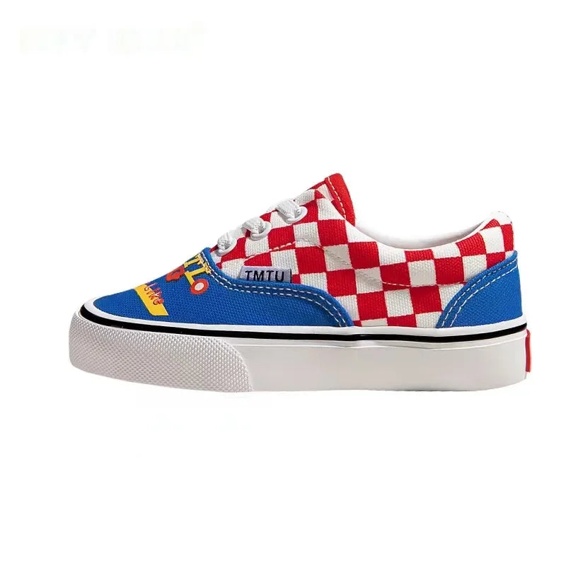 Children's Canva Shoes 2023 New Chessboard Pattern Baby Soft Sneakers High Aesthetic Value One-Step Walking Shoes Summer Casual