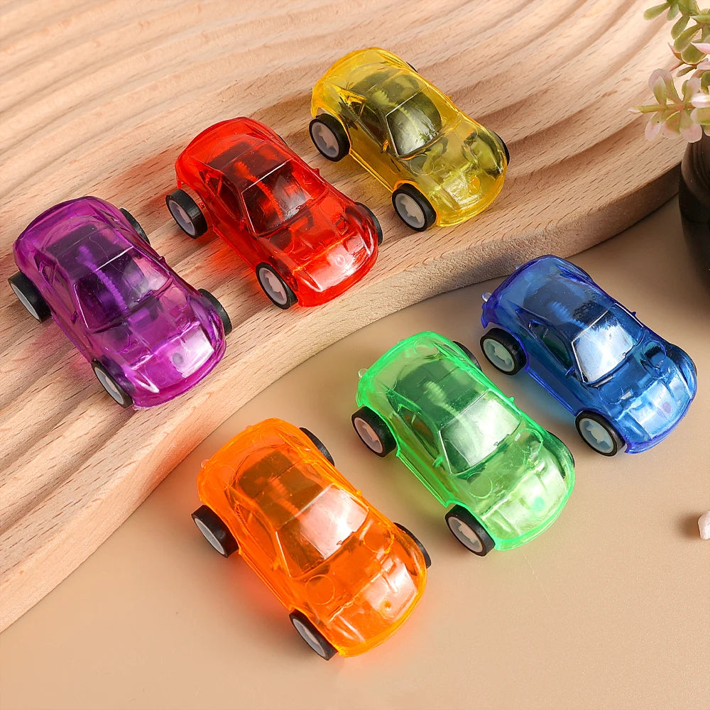 1/5Pcs Creative Mini Car Boys Kid Plastic Transparent Pull Back Car Truck Toys Vehicl Favor Party Educational Birthday Gifts