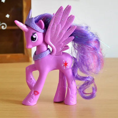 Rainbow Horse Model Doll Toy Rainbow Sprint Unicorn 14CM Unicorn Mini Horse Ornaments Cartoon Animal Princess For Girl Gift
