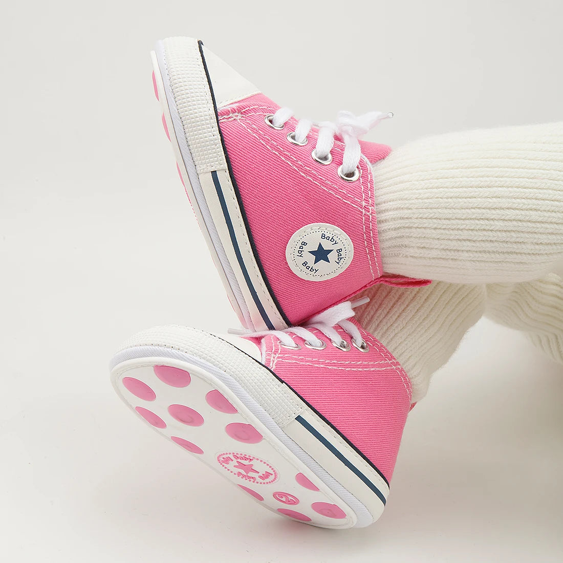 High Tops Baby Soccer First Walkers Classic Canvas Casual Sneakers Cotton Soft Anti-slip Sole Fashion Versatile Sports Style