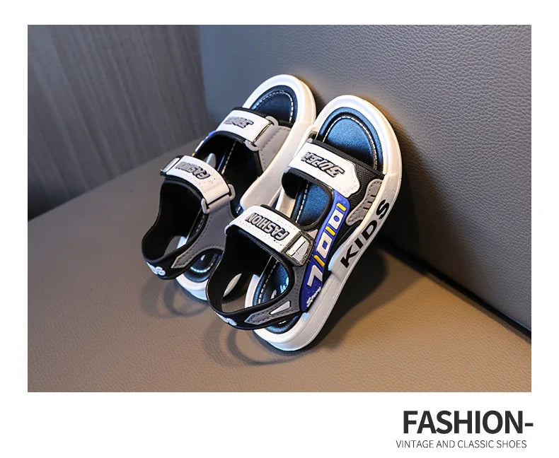 2025 New Arrival Kids' Sandals - Korean Style Super Cute Cartoon Soft-Sole Outdoor Anti-Slip Sandals with Velcro for Boys
