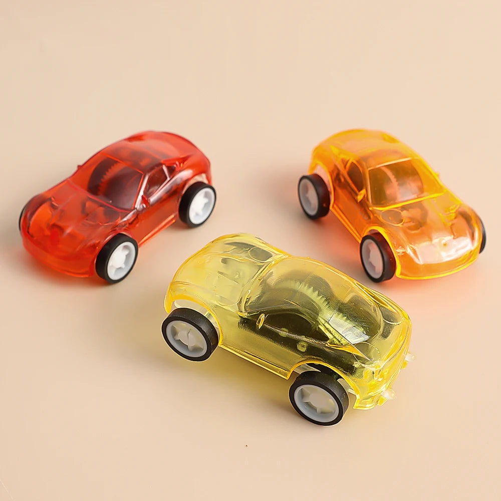 1/5Pcs Creative Mini Car Boys Kid Plastic Transparent Pull Back Car Truck Toys Vehicl Favor Party Educational Birthday Gifts