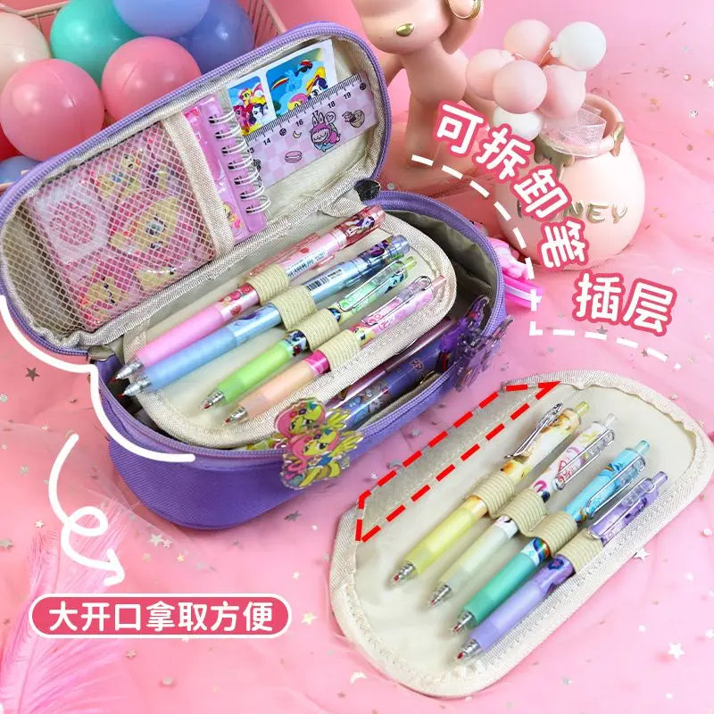 My Little Pony Twilight Sparkle Pinkie Pie Rainbow Dash Cartoon Cute Large Capacity Portable Stationery Box Password Pencil Box