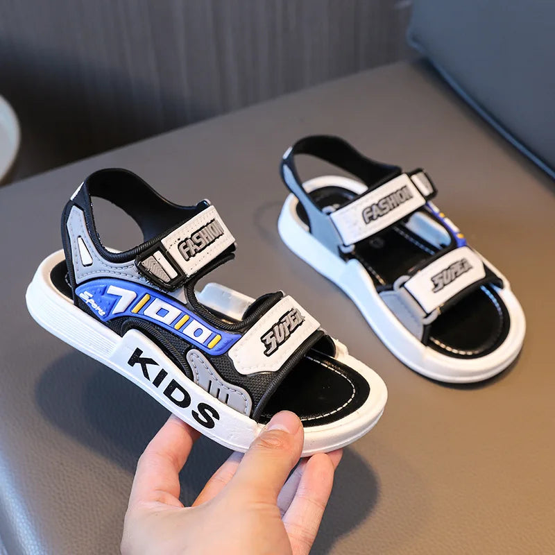 2025 New Arrival Kids' Sandals - Korean Style Super Cute Cartoon Soft-Sole Outdoor Anti-Slip Sandals with Velcro for Boys