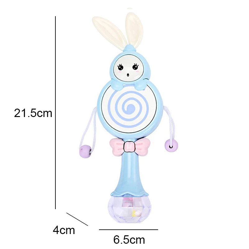 QWZ Musical Flashing Baby Rattles Teether Rattle Toy Hand Bells Rabbit Hand Bells Newborn Infant Early Educational Toys 0-12M
