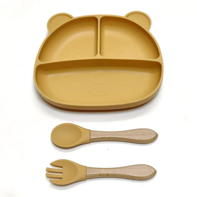 Gel dinner plate children eating tableware adsorption on the desktop fruit plate silicone supplement plate
