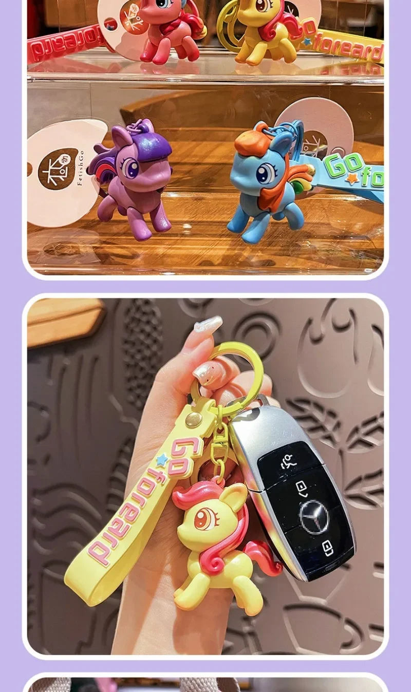 My Cartoon Little Pony Cute Keychain Children Fashion Jewellery Backpack Pendant Decoration Metal Key Ring Children Gifts