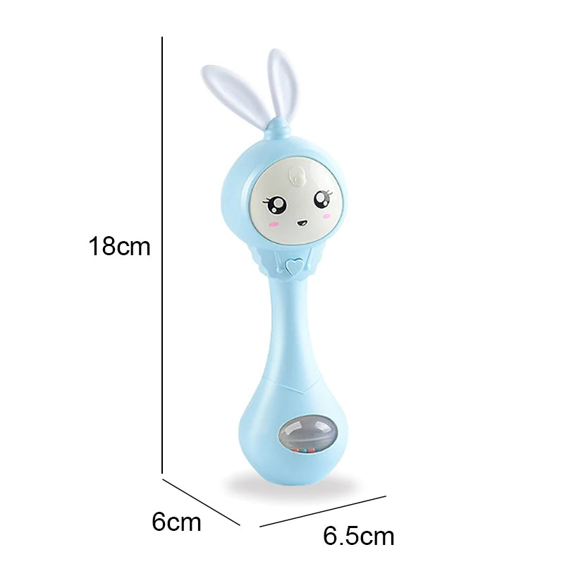 QWZ Musical Flashing Baby Rattles Teether Rattle Toy Hand Bells Rabbit Hand Bells Newborn Infant Early Educational Toys 0-12M