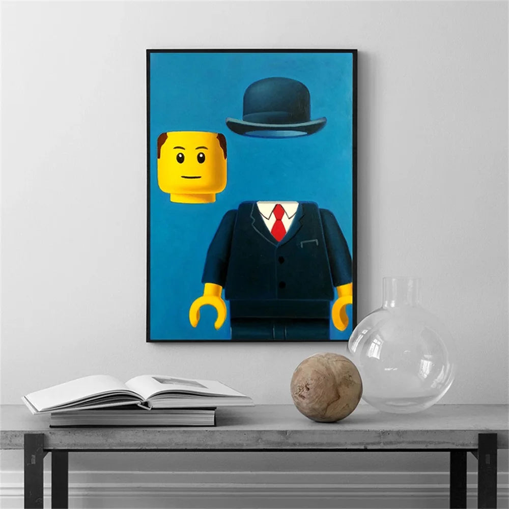 Abstract Funny Mona Lisa Legos Poster And Prints Cartoon Famous Painting Canvas Wall Art For Living Kids Room Home Decoration