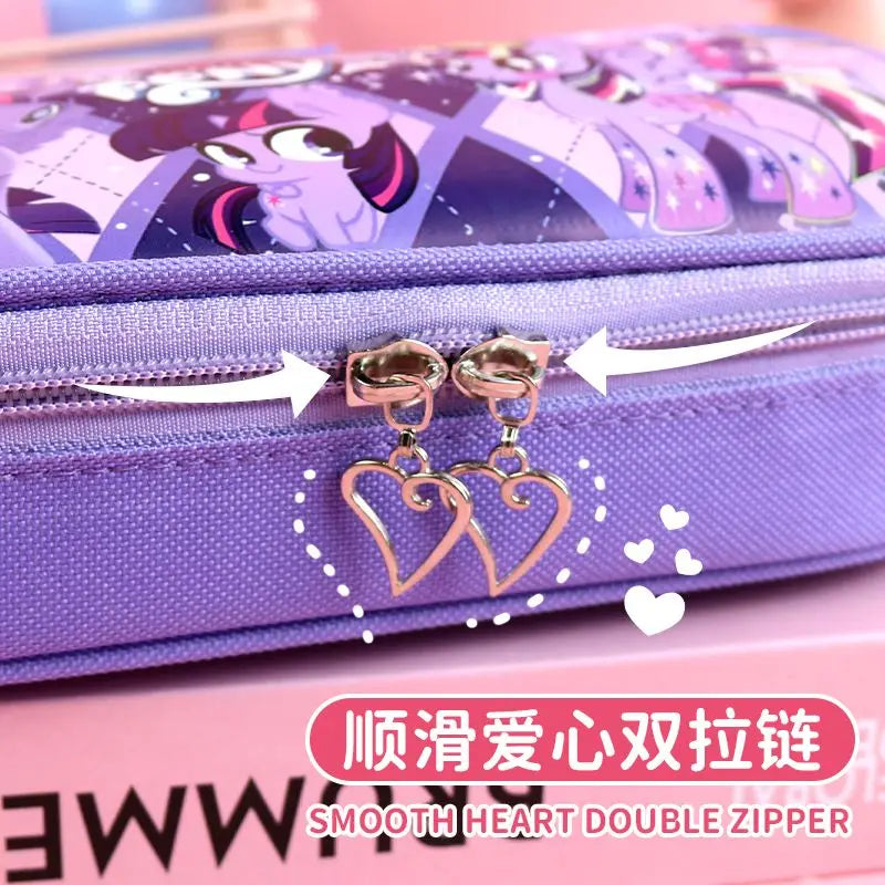 My Little Pony Twilight Sparkle Pinkie Pie Rainbow Dash Cartoon Cute Large Capacity Portable Stationery Box Password Pencil Box
