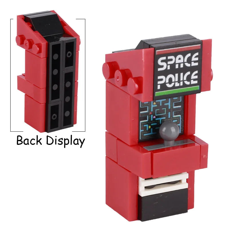 City Food Street View Vendor Hot dog Roadside Stand Building Blocks Ice Cream Newsstand Flower Shop Trash Can Toilet Bricks Toys
