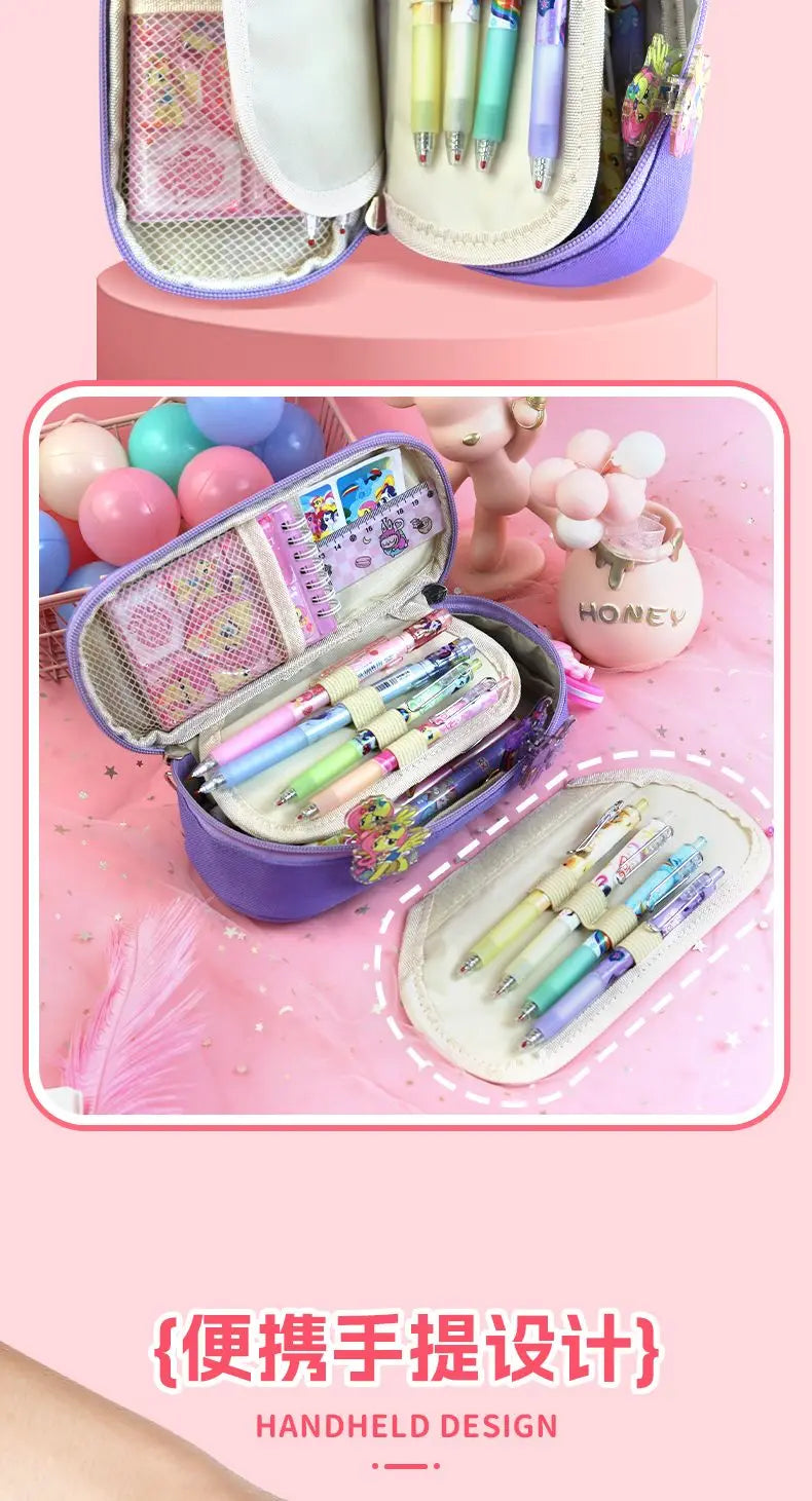 My Little Pony Twilight Sparkle Pinkie Pie Rainbow Dash Cartoon Cute Large Capacity Portable Stationery Box Password Pencil Box