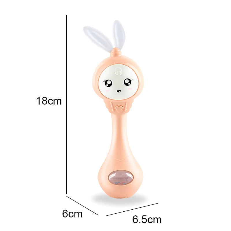 QWZ Musical Flashing Baby Rattles Teether Rattle Toy Hand Bells Rabbit Hand Bells Newborn Infant Early Educational Toys 0-12M