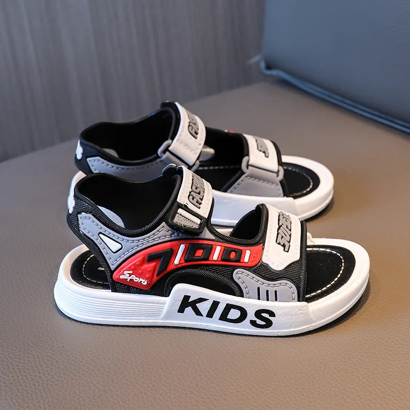 2025 New Arrival Kids' Sandals - Korean Style Super Cute Cartoon Soft-Sole Outdoor Anti-Slip Sandals with Velcro for Boys