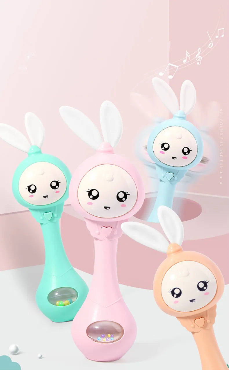 Music and Shine Rattle Toys Rabbit Intelligent Baby Rattles Smart Bunny Smarty Media Smart Shake Newborn Early Educational Toy