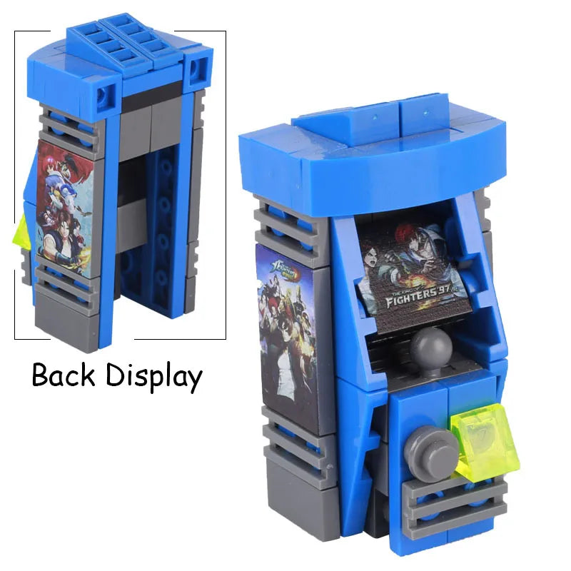 City Food Street View Vendor Hot dog Roadside Stand Building Blocks Ice Cream Newsstand Flower Shop Trash Can Toilet Bricks Toys